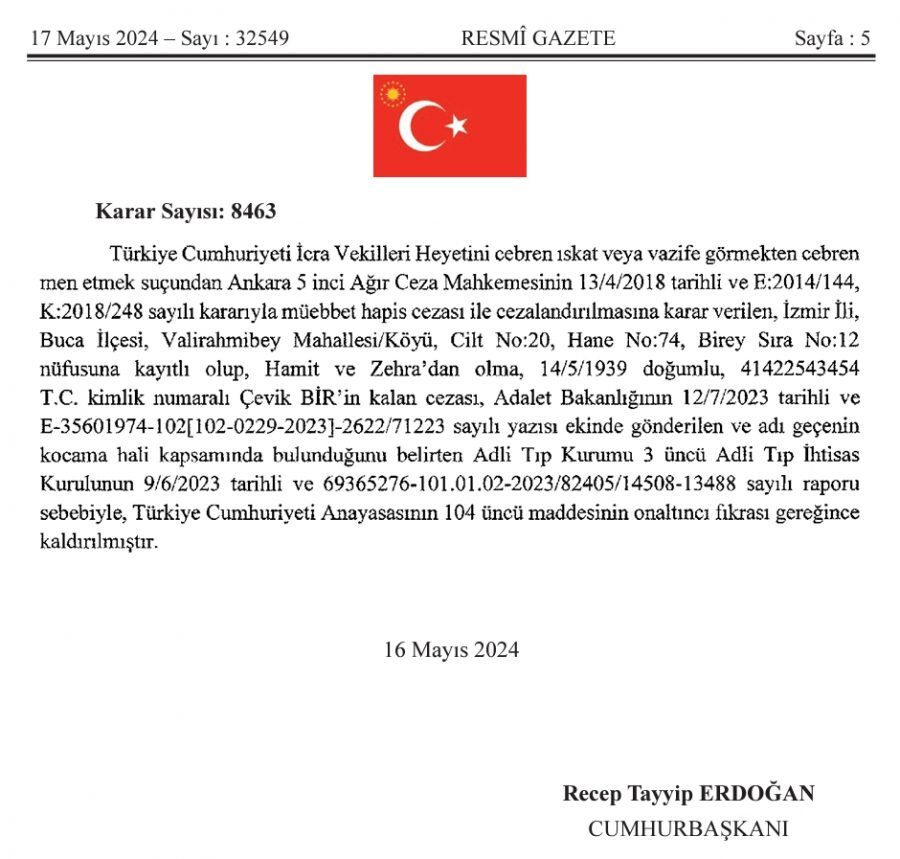 Cumhurbaşkanı Erdoğan'ın af yetkisini kullandığı kişiler