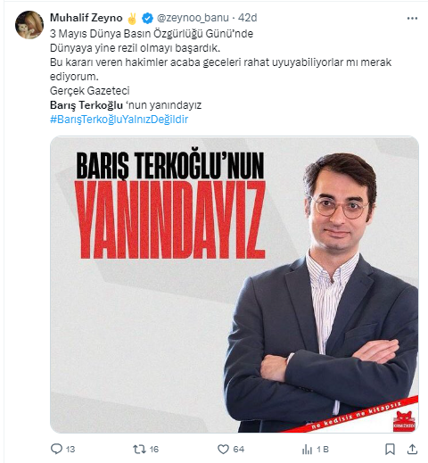 3 Mayıs Dünya Basın Özgürlüğü Günü'nde Gazeteci Barış Terkoğlu’na hapis cezası 5