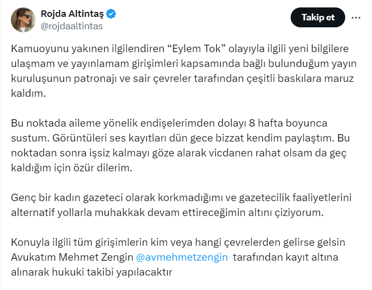 Eylem Tok açıklamalarıyla gündem olan muhabir Rojda Altıntaş'ın hayatı ve biyografisi 2