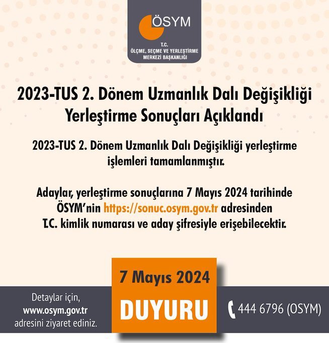 2023-TUS 2. dönem uzmanlık dalı değişikliği yerleştirme sonuçları belli oldu 2