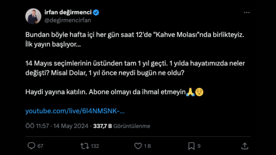 Çankaya Belediye Başkanı Adayı Olan İrfan Değirmenci Halk Tv’den Sonra Youtube Kanalından Işine Devam Edeceğini Duyurdu