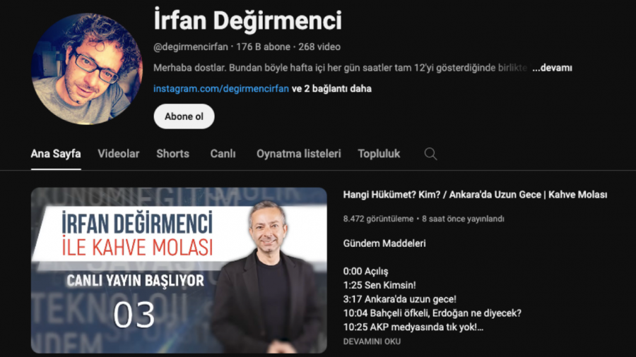 Çankaya Belediye Başkanı Adayı Olan İrfan Değirmenci Halk Tv’den Sonra Youtube Kanalından Işine Devam Edeceğini Duyurdu