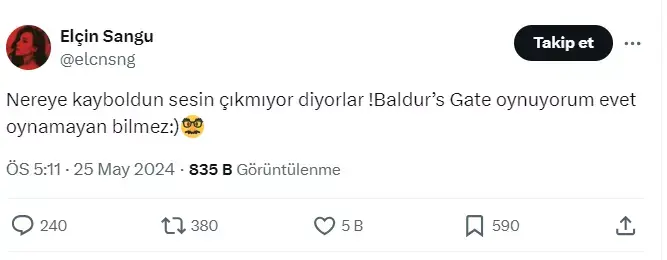 Elçin Sangu’nun Oynadığı Baldur’s Gate Oyunu: “oynamayan Bilmez”