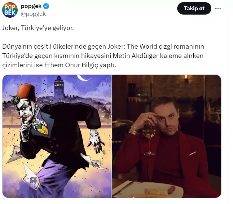 Metin Akdülger’in Kalemi Ethem Onur Bilgiç’in çizimleriyle Joker Türkiye’ye Geliyor