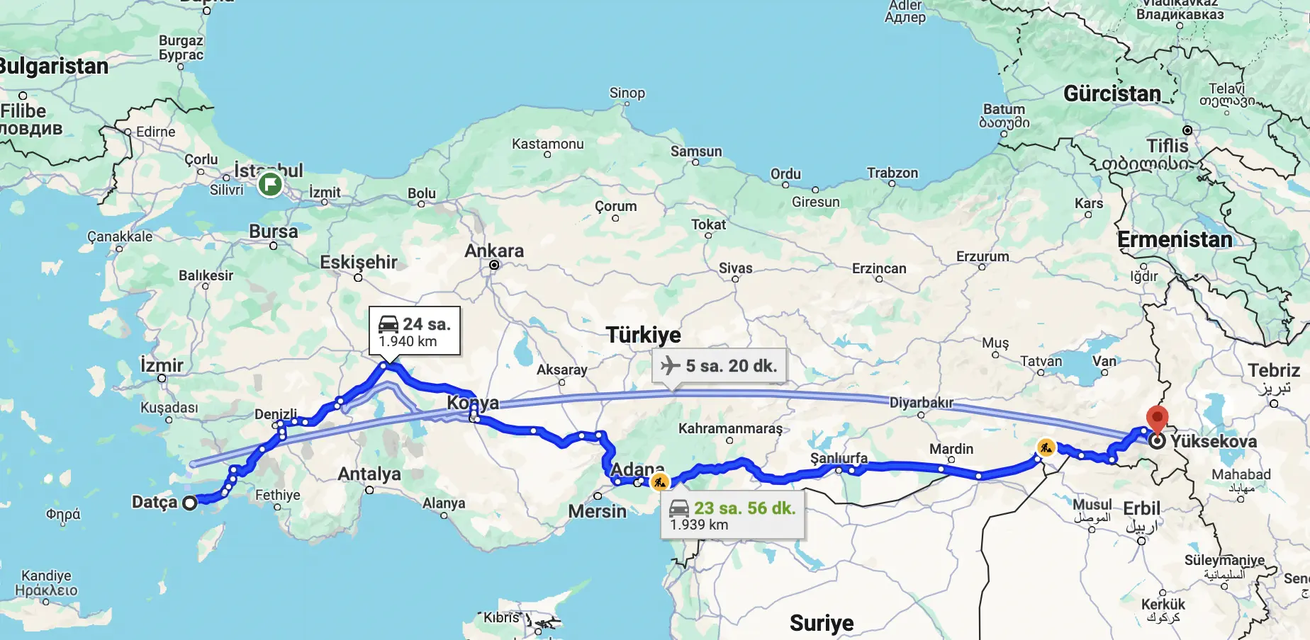 Türkiye en uzun yol kaç km?
