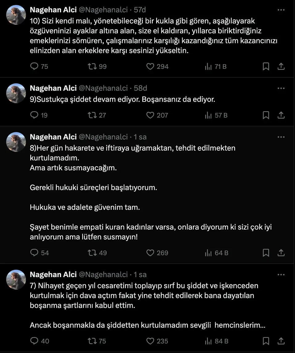 Eski Eşinden şiddet Gören Nagehan Alçı Yaşadıklarını Twitter Hesabında Paylaştı