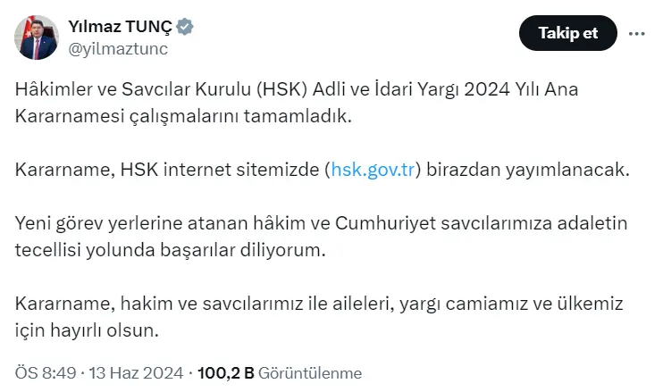 Hakimler Ve Savcılar Kurulu Atamalarına Göre 4 Bin 9 Hakim Ve Savcının Görev yeri değişti