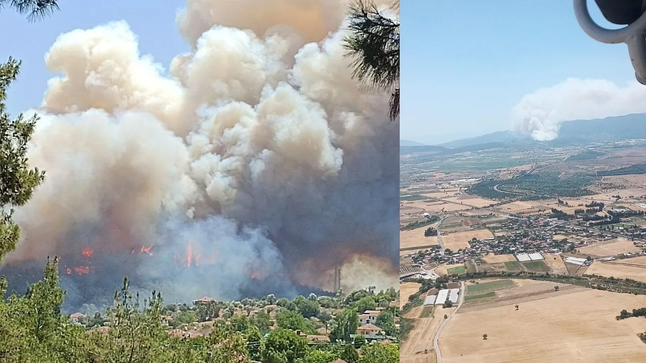 İzmir Menderes’te çıkan Orman Yangınına Havadan Ve Karadan Müdahale Devam Ediyor