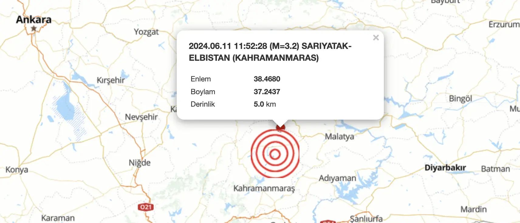 Son depremler: Kahramanmaraş'ta 3.2 , Çorum'da 2.7 şiddetinde deprem meydana geldi