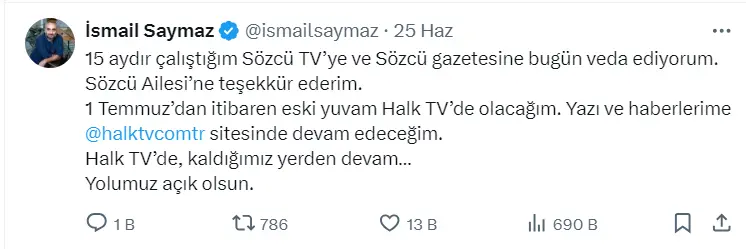 Sözcü’den Ayrılan İsmail Saymaz, Halk Tv’ye Geri Döndü