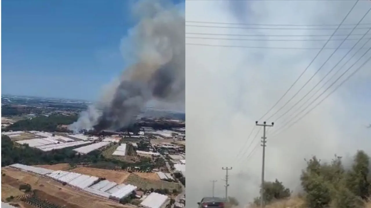 Antalya Aksu Ilçesinde çıkan Yangına Havadan Ve Karadan Müdahale ediliyor