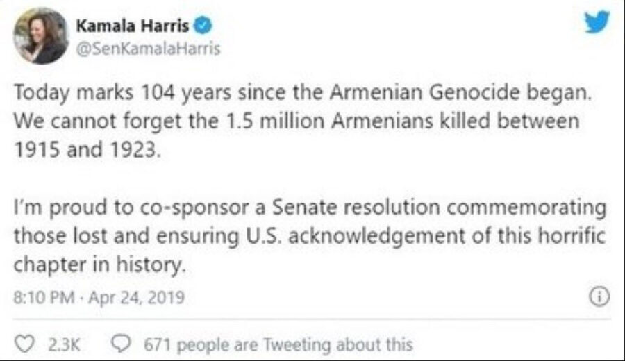 Kamala Harris Ermeni soykırımı hakkında ne dedi?