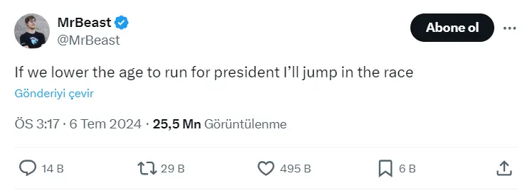 MrBeast kimdir? MrBeast ABD Başkanı olacak mı?