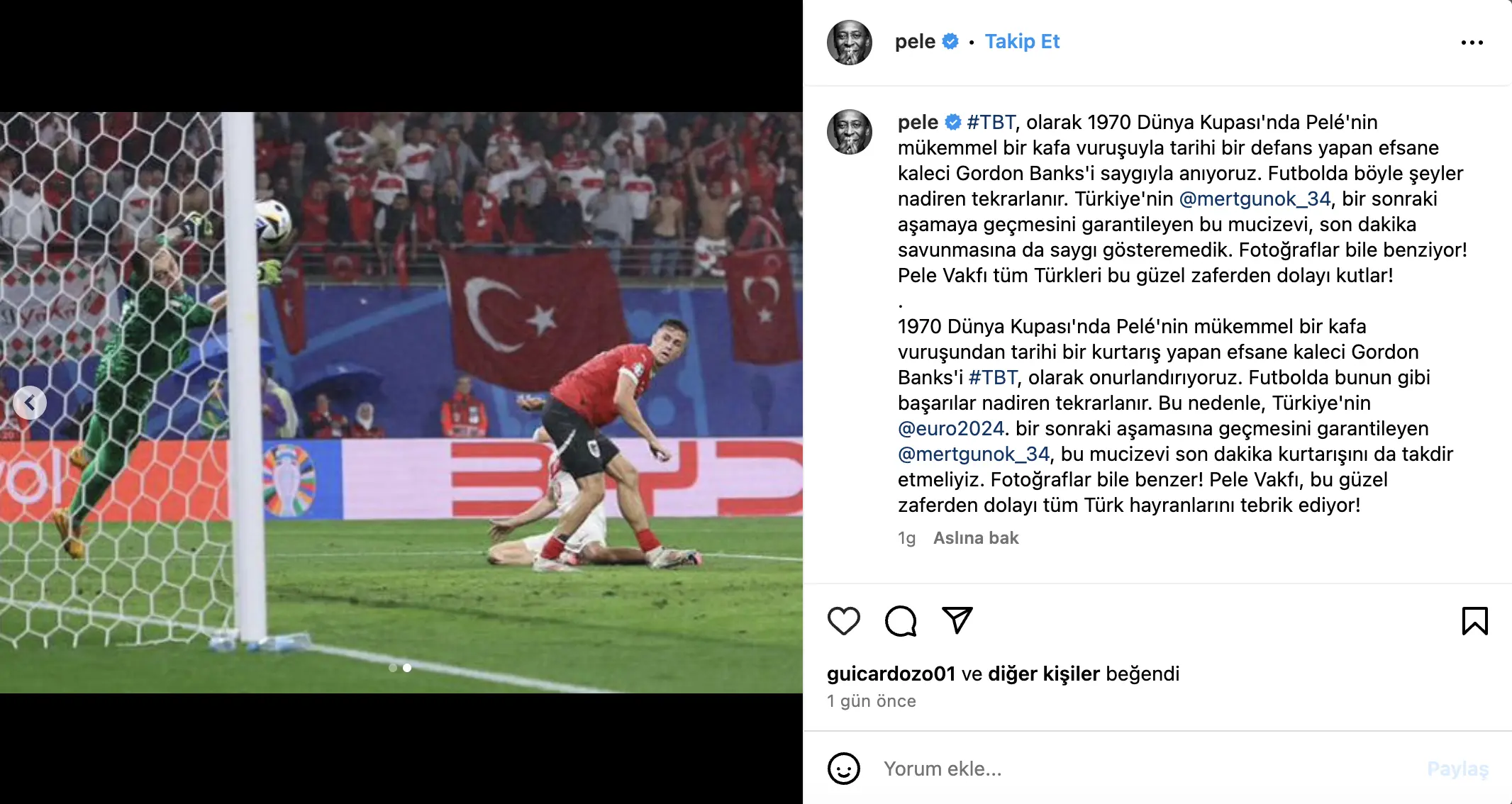 Pele Mert Günok paylaştı mı