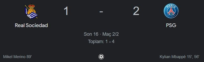 Real Sociedad-PSG maçı 2-1’lik PSG üstünlüğü ile sona erdi! PSG çeyrek finale yükseldi - 1. Resim