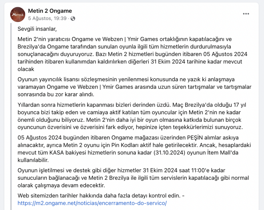 metin 2 kapandı mı