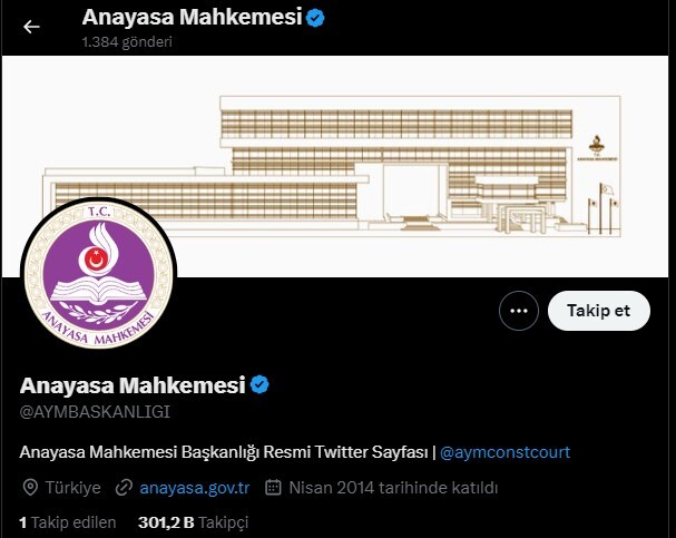 anayasa mahkemesi aym resmi x twitter hesabı insta açıklaması ne 