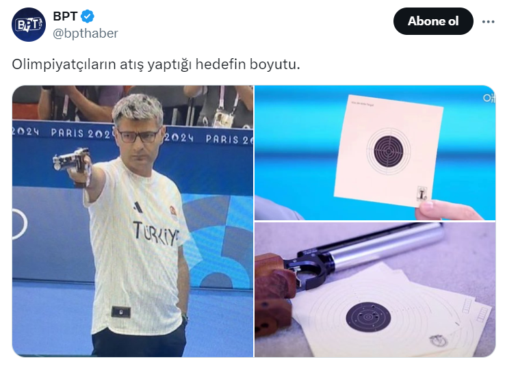 Olimpiyatçıların atış yaptığı hedefin boyutu
Yusuf Dikeç kaç metreden atış yaptı