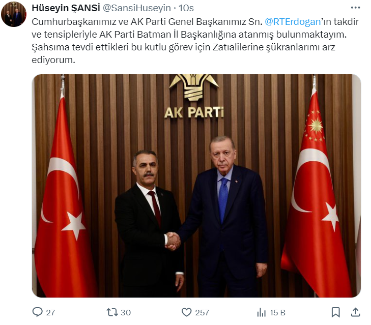 AK Parti Batman İl Başkanı Hüseyin Şansi kimdir