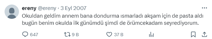 2007 yılında atılan 'Okuldan geldim annem bana dondurma ısmarladı' tweeti binlerce eğlenceli yorum aldı 2