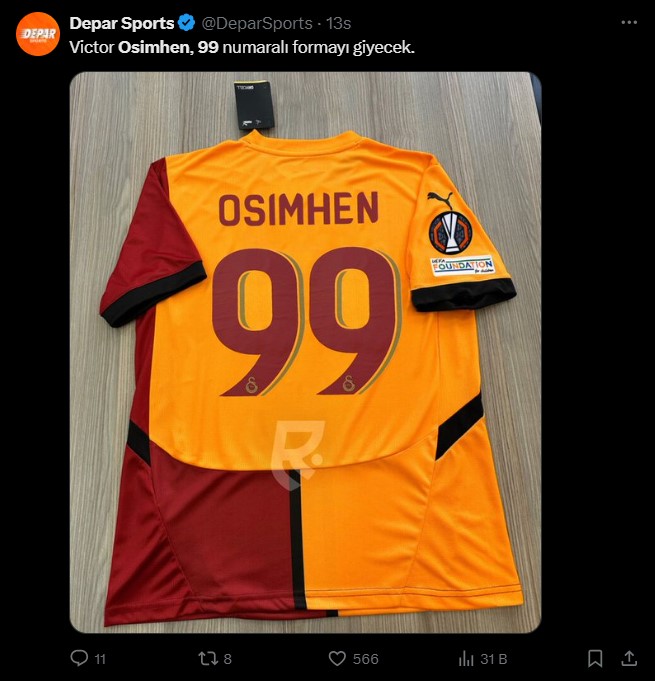 galatasaray 99 numaralı forma giyen futbolcular osimhen 99 mu giyecek