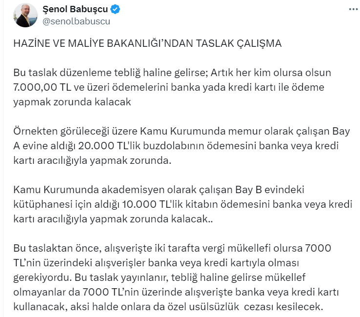 7000 TL üzeri harcamalarda nakit yasağı