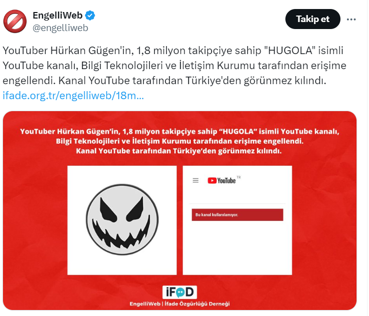 Hugola Youtube kanalı Türkiye'de erişime kapandı mı