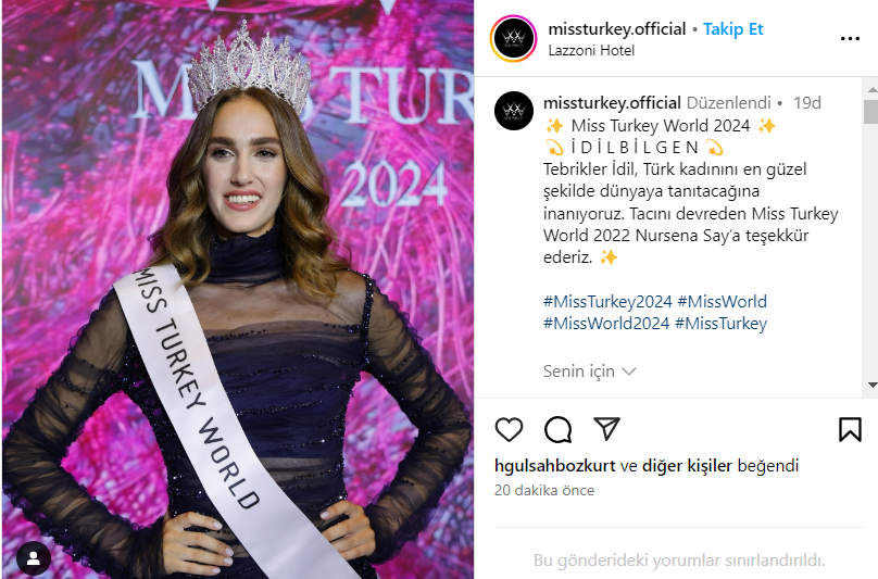 Miss Turkey birincisi kim