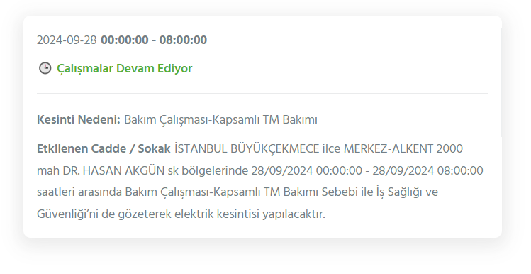 Büyükçekmece elektrik kesintisi ne zaman gelecek