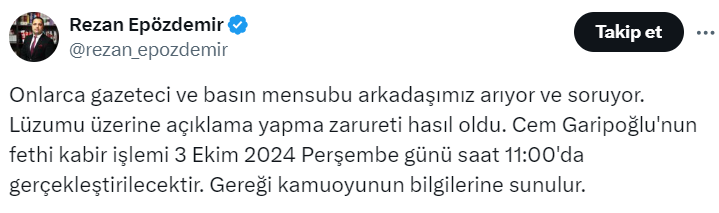 Cem Garipoğlu'nun mezarı ne zaman açılacak