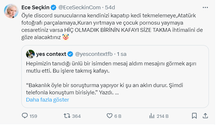 Ece Seçkin Semih Çekik ve İncel açıklaması