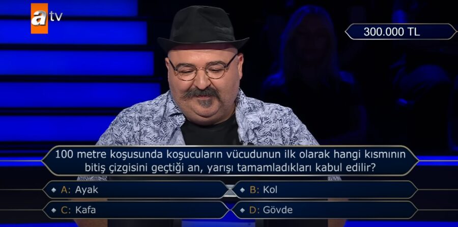 100 metre koşusunda koşucuların vücudunun ilk olarak hangi kısmının bitiş çizgisini geçtiği an, yarışı tamamladıkları kabul edilir