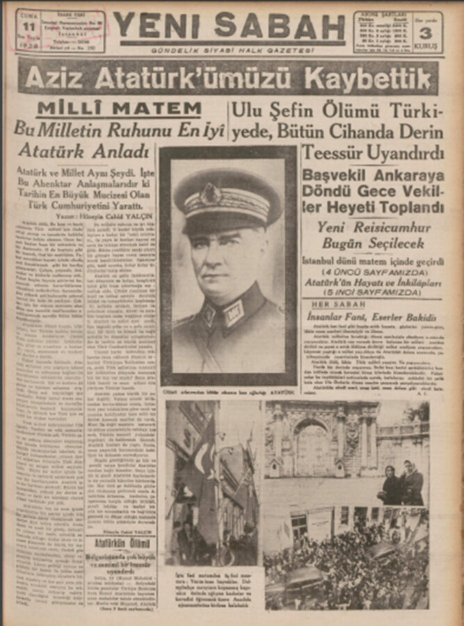 10 Kasım 1938 gazete manşetleri