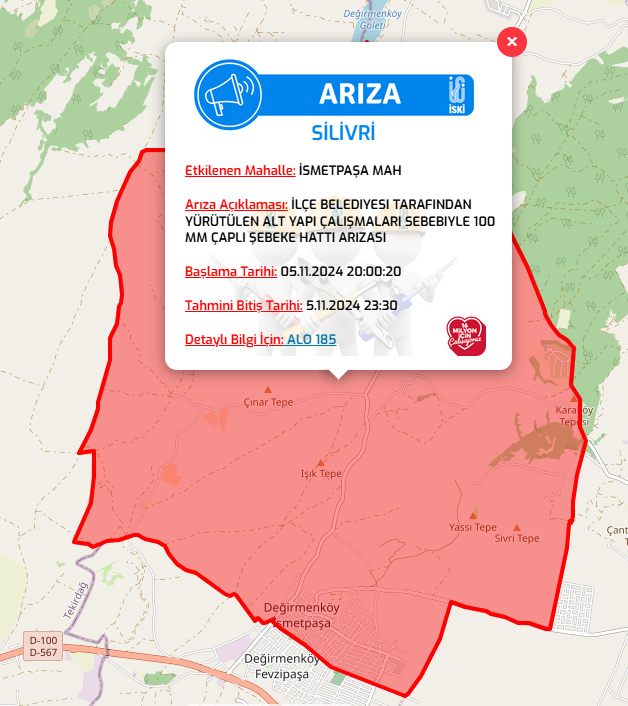 Silivri su kesintisi 5 Kasım