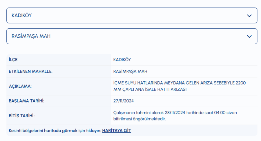 Kadıköy su kesintisi ne zaman gelecek