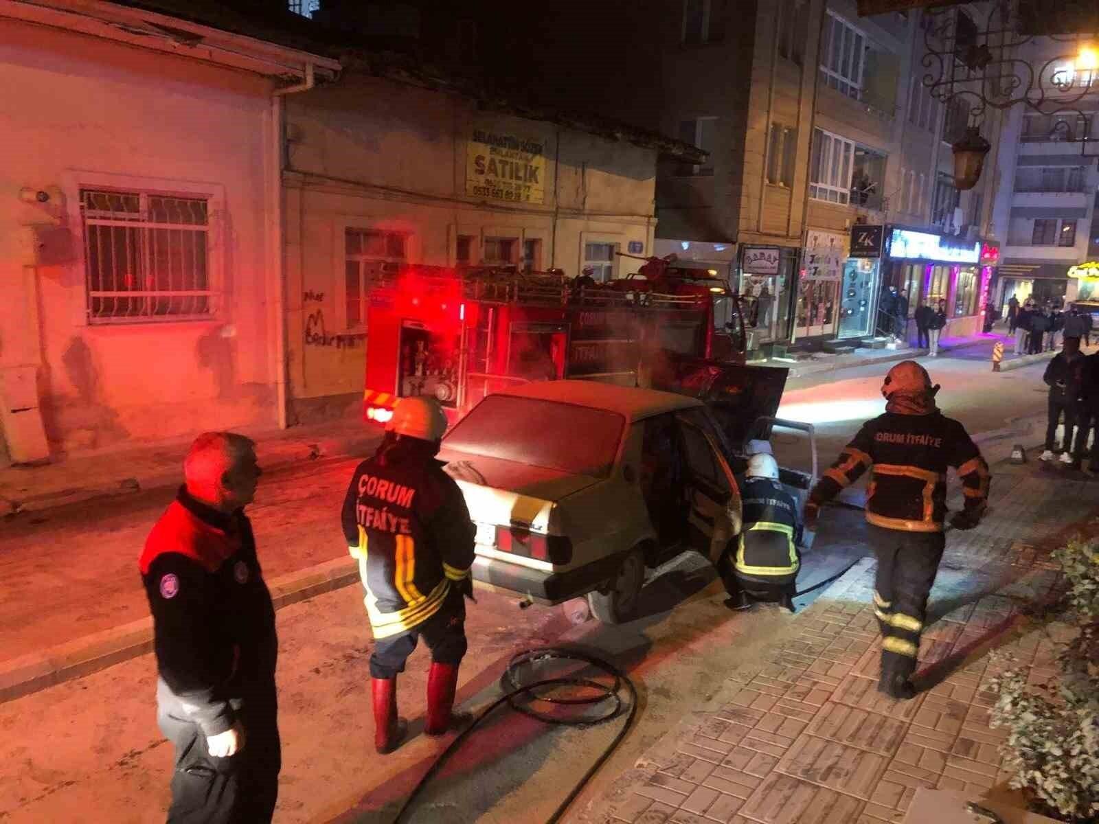 Çorum’da İbrahim D.’nin Otomobilinde Yangın