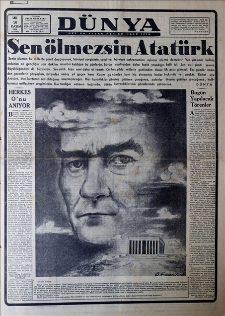 10 Kasım 1938 Dünya Gazetesi