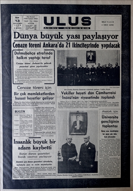 10 Kasım 1938 tarihli gazete manşetleri