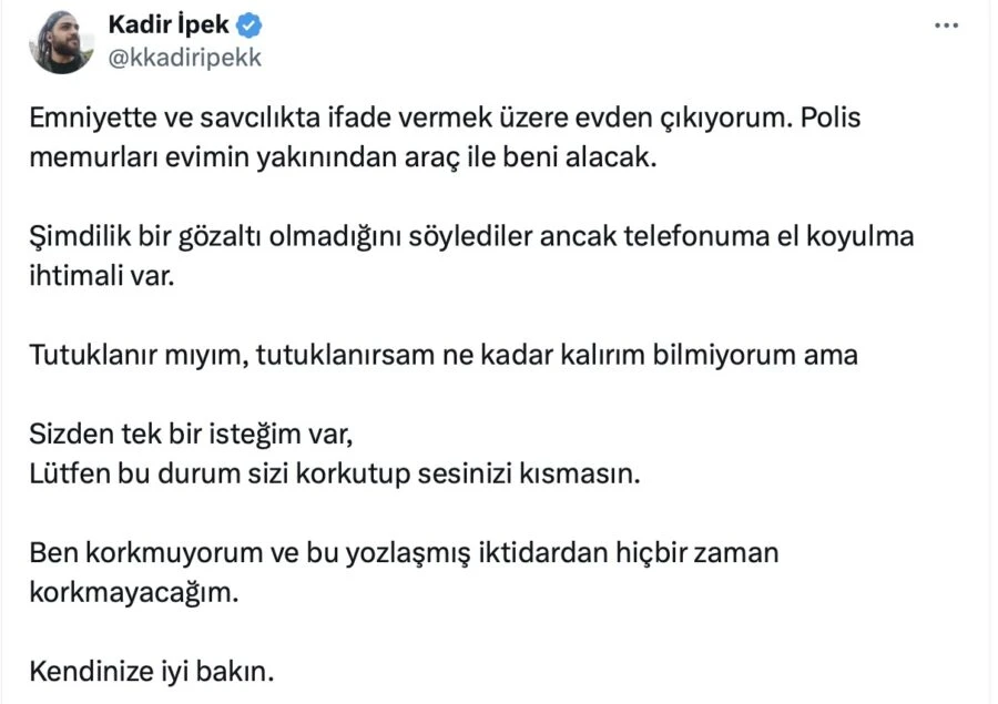 Kadir İpek tutuklandı mı