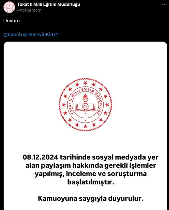 niksar halk eğitim müdürü şakir bolat ne dedi