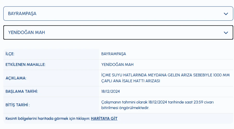 İSKİ Bayrampaşa su kesintisi 