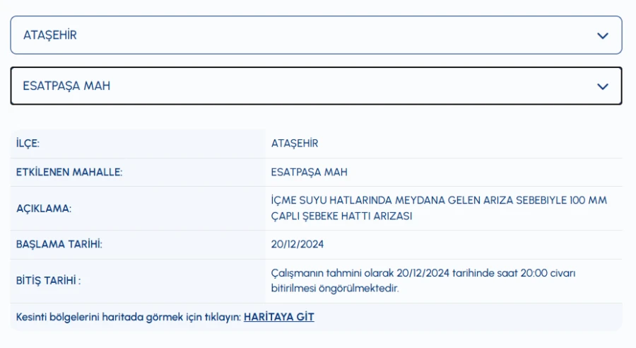 İSKİ Ataşehir su kesintisi