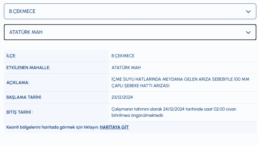 Büyükçekmece su kesintisi ne zaman bitecek