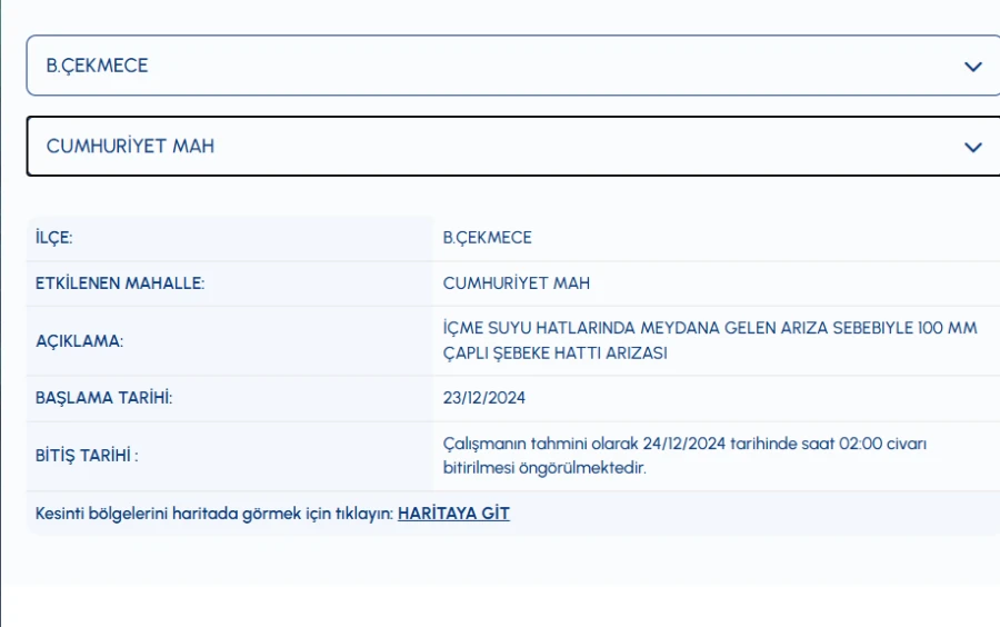 İSKİ Büyükçekmece su kesintisi