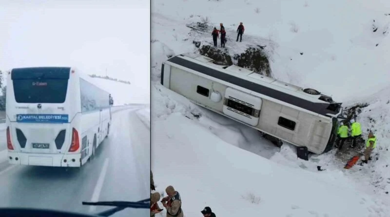 Erzincan'da Otobüs Kazasında 1 Ölü 20 Yaralı: Kaza Anı Cep Telefonuyla Kaydolan 1