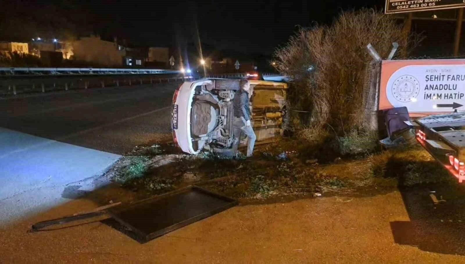 Aydın’ın Söke İlçesinde Trafik Kazası, Sürücü Yara Almadan Atlattı