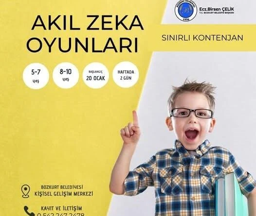 Denizli Bozkurt Belediyesi, 5-10 Yaş Çocuklar İçin Akıl Zeka Oyunları Kursu Düzenliyor 1