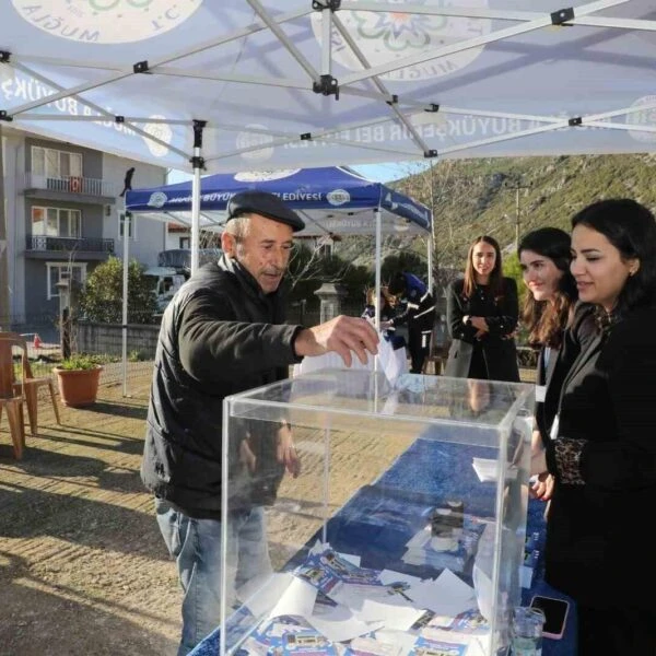 Muğla Büyükşehir Belediyesi'nin düzenlediği referandumda Düğerek Mahallesi sakinleri oy kullandı.-1