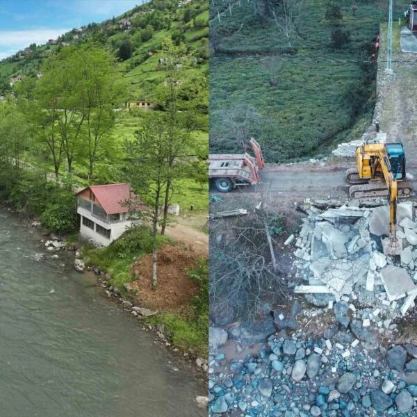 Rize Valisi İhsan Selim Baydaş, Fırtına Vadisi'nde izinsiz yapıların kaldırılması için konuşuyor.-1