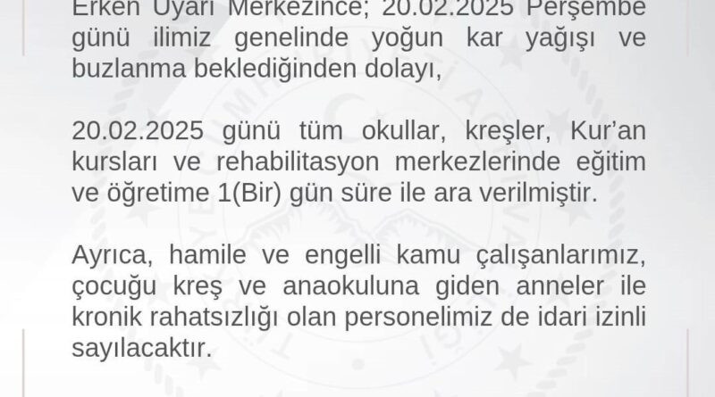 Ağrı'da Yoğun Kar Yağışı ve Buzlanma Nedeniyle Eğitim-Öğretime Bir Gün Ara Verildi 1